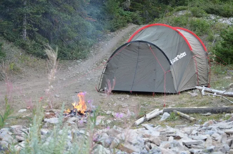 Camping with a fire